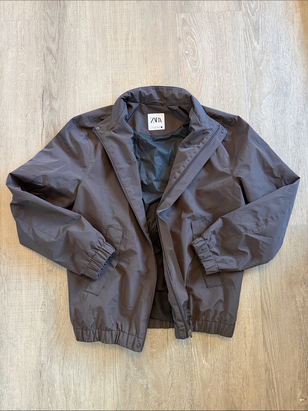 Zara Technical Bomber Harrington Jacket Dark Mink Brown Women's Size M - Picture 2 of 7